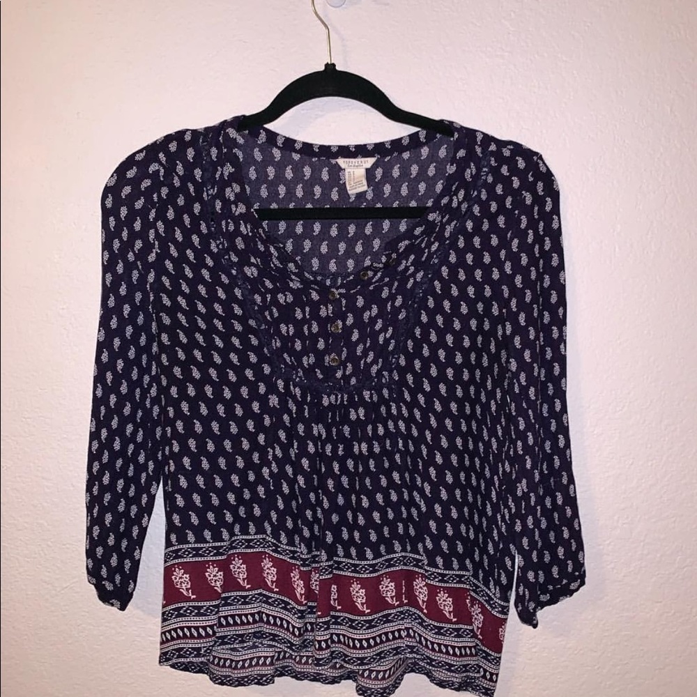 Patterned long sleeve blouse